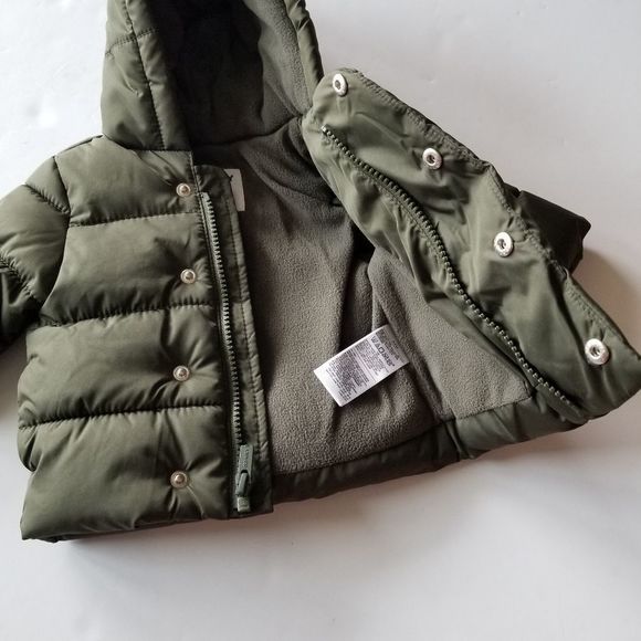 Old Navy Olive Green Baby puffer Jacket 0-3 months - Picture 5 of 8